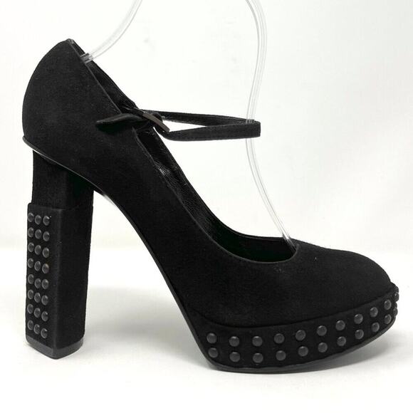 Fendi Black Suede Studded Mary Jane Platform Pumps - Picture 3 of 8